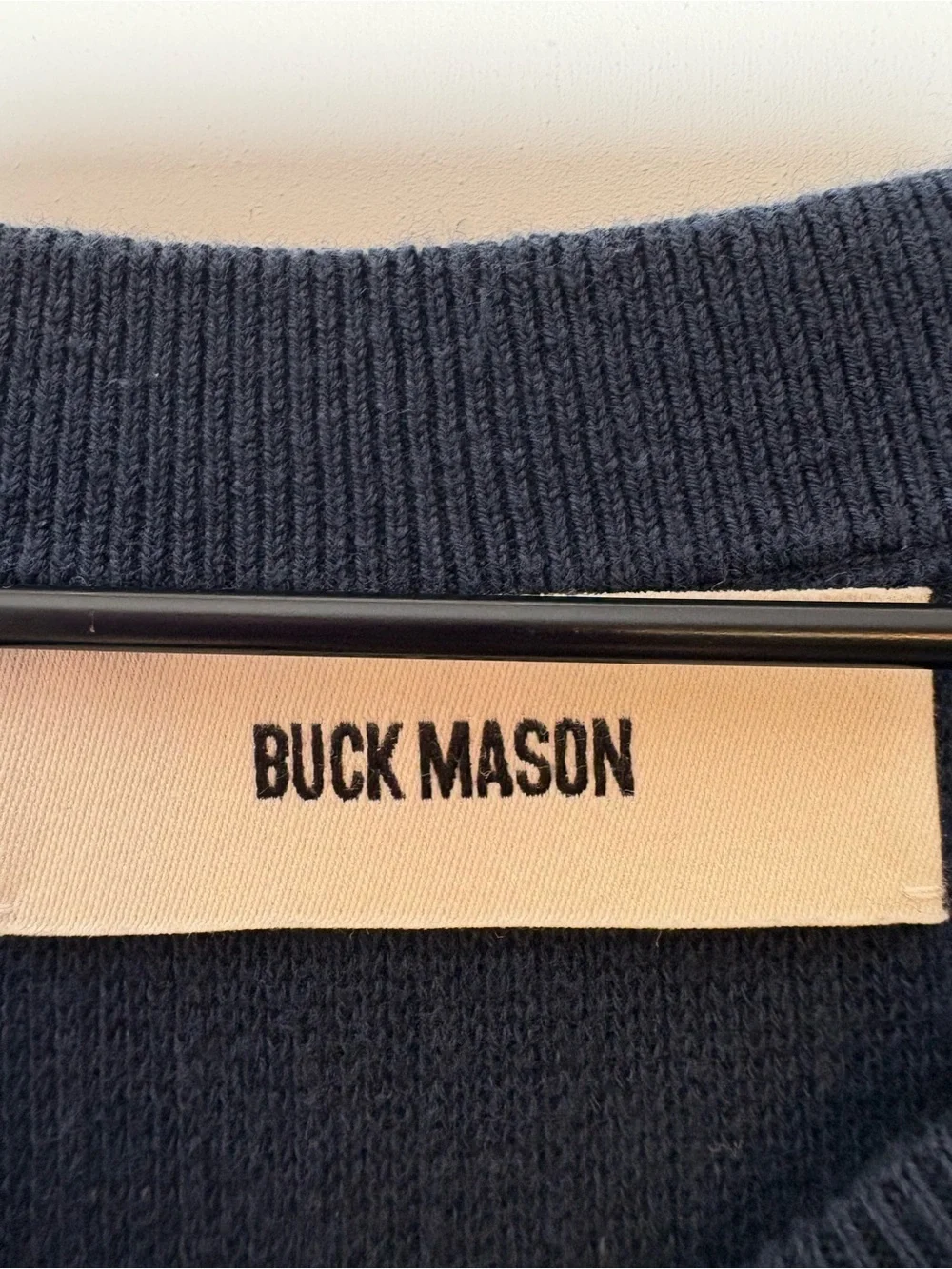 Buck Mason Yuma Hemp Ribbed Knit Pocket Tee Washed Navy Mens XL $128 Retail